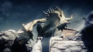 Paarthurnax Perched Atop The Throat Of The World In Skyrim Wallpaper