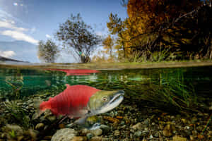 Pacific Salmon Spawning Underwater Wallpaper