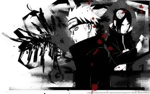 Pain And Konan B&w Wallpaper