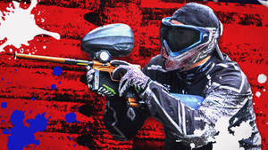 Paintball Player In Red Background Wallpaper