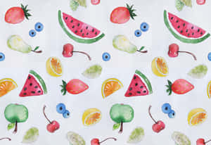 Painted Slices Of Cute Fruits Wallpaper
