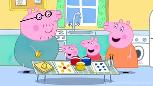 Painting With Family Peppa Pig Tablet Wallpaper