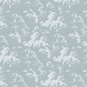 Pale Blue Japanese Waves Wallpaper