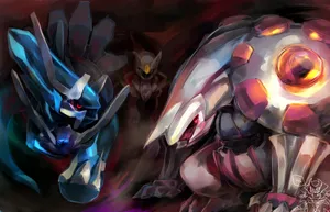 Palkia And Dialga In 3d Art Wallpaper
