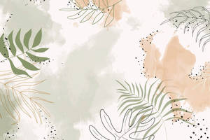 Palm Leaves In Beige Background Wallpaper