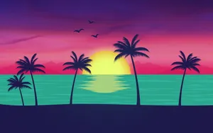 Palm Sunset Material Design Wallpaper