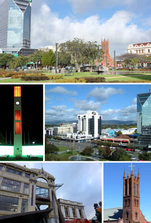 Palmerston North Cityscape Collage Wallpaper