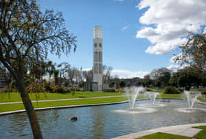 Palmerston North Clock Towerand Fountain Wallpaper