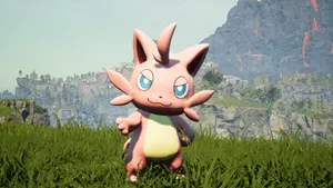 Palworld Creature In Grassy Landscape Wallpaper