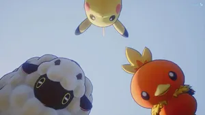 Palworld Creatures Balloons Sky Wallpaper