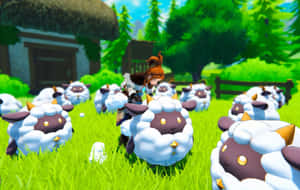 Palworld Sheep Gathering Adventure Wallpaper