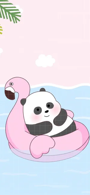 Panda_ Floating_on_ Flamingo_ Tube Wallpaper