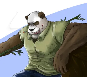 Panda_ Gohin_ Smoking_ Artwork Wallpaper