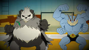 Pangoro And Machamp Flexing Muscles Wallpaper