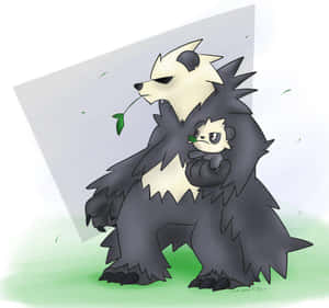Pangoro Carrying Pancham Drawing Wallpaper