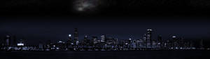 Panorama Urban City At Night Dark Aesthetic Wallpaper