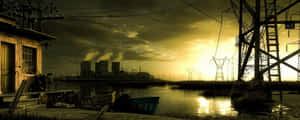 Panoramic Desolate Seaport Wallpaper