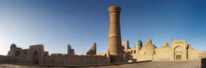 Panoramic View Of Bukhara Mosque Complex Wallpaper