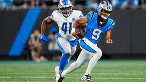 Panthers Quarterback Evades Tackle Wallpaper