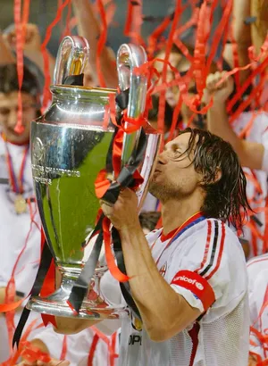 Paolo Maldini Kissing The Trophy Wallpaper