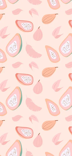 Papaya_ Fig_ Pattern_ Wallpaper Wallpaper