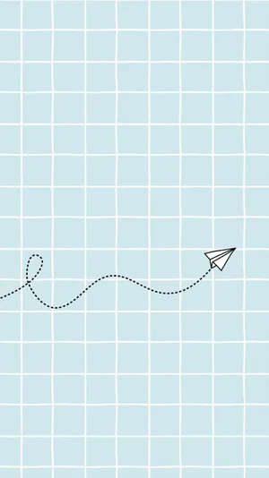 Paper Airplane On Light Blue Grid Aesthetic Wallpaper