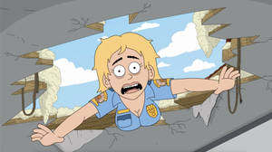 Paradise Pd's Officer Gina Falls From The Roof Wallpaper