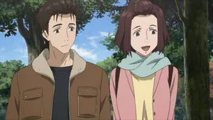 Parasyte Satomiand Shinichi Walk Wallpaper