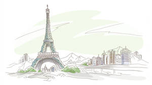 Paris Colored Pencil Drawing Wallpaper