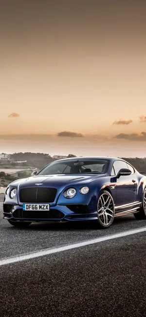 Parked Blue Bentley Iphone Wallpaper