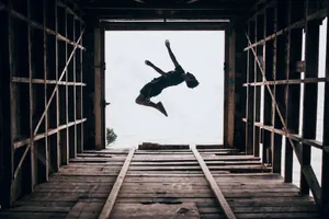 Parkour In Wood Building Wallpaper
