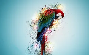 Parrot Bird In A Psychedelic Art Wallpaper