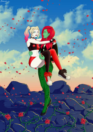 Partners In Crime: Harley Quinn And Poison Ivy Wallpaper