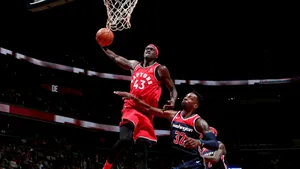 Pascal Siakam Dunking Vs Wizards Wallpaper