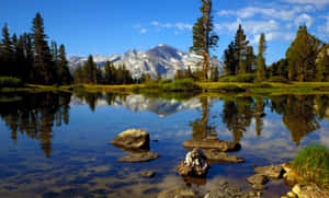 Passing By A Beautiful Mountain Lake Scenery Wallpaper