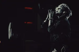 Passionate Singer Performance Monochrome Wallpaper