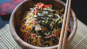 Pasta On A Wooden Bowl Wallpaper