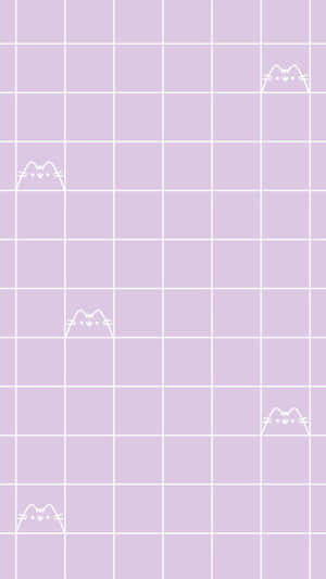 Pastel Aesthetic Grid Purple Pusheen Wallpaper