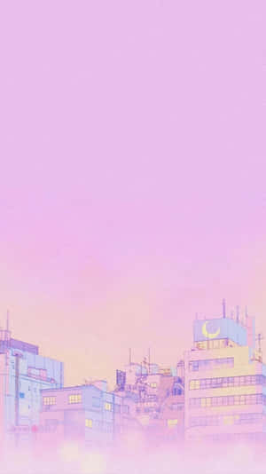 Pastel Anime Cityscapei Phone Wallpaper Wallpaper