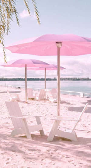 Pastel Beach Umbrellasand Chairs.jpg Wallpaper