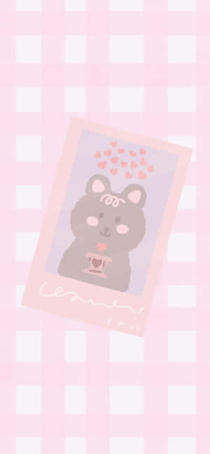 Pastel Bear Love Illustration Wallpaper