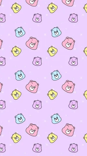 Pastel Bear Pattern Wallpaper Wallpaper