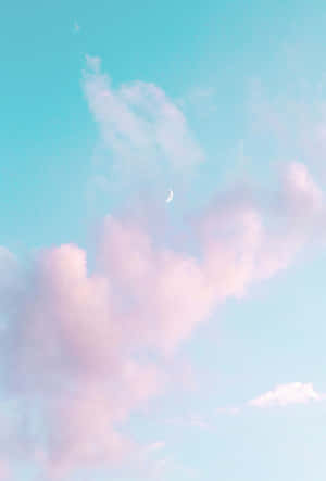 Pastel Blue Aesthetic Pink Clouds Wallpaper