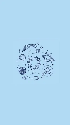 Pastel Blue Aesthetic Solar System Wallpaper