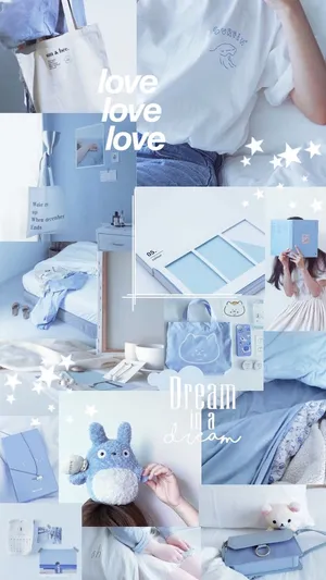Pastel Blue And White Collage Background Wallpaper