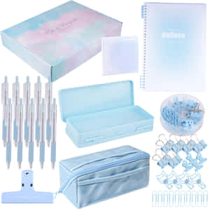 Pastel Blue Backto School Supplies Wallpaper