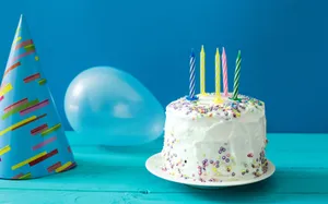 Pastel Blue Birthday Cake Candles Wallpaper