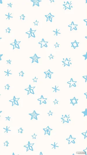 Pastel Blue Cute Stars Pattern Wallpaper