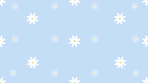 Pastel Blue Daisy Pattern Wallpaper