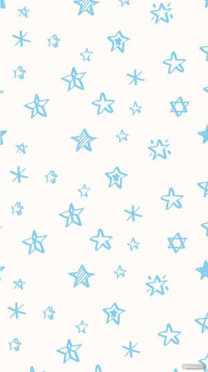 Pastel Blue Solid Stars Pattern Wallpaper